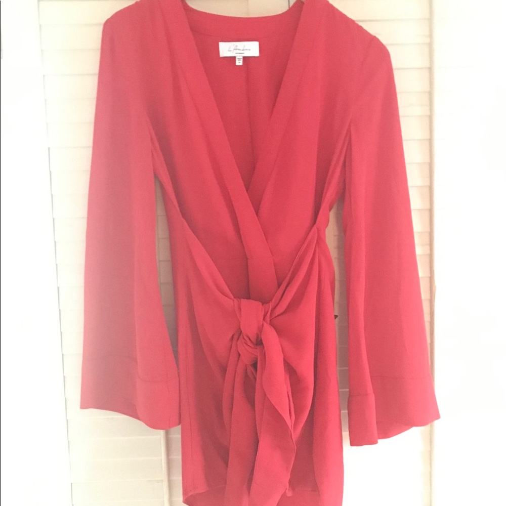 Revolve red tie front dress - Picture 3 of 3